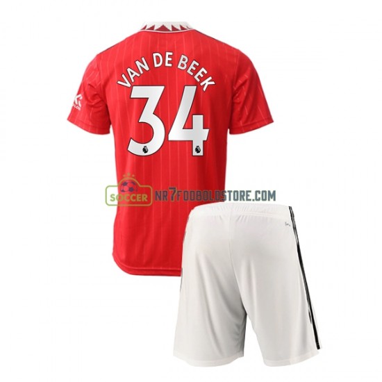 Manchester United Trøje Donny van de Beek 34 Børn Hjemmebane Fodboldsæt 2022-2023 Kortærmet