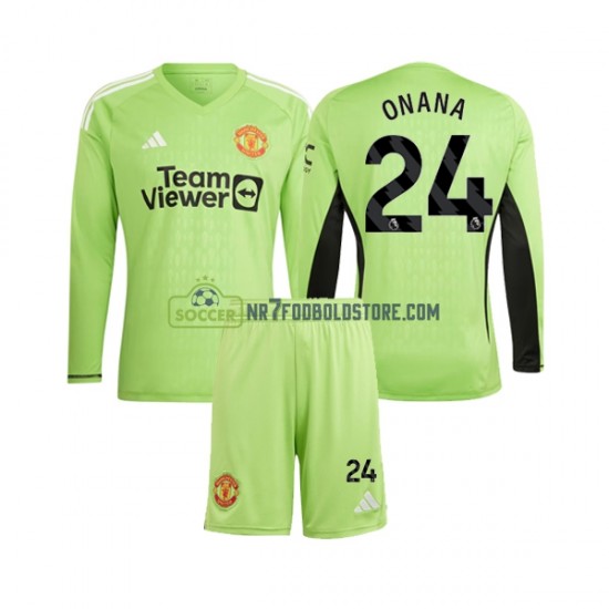 Manchester United Trøje Andre Onana 24 Målmand Børn Hjemmebane Fodboldsæt 2023-2024 Langærmet