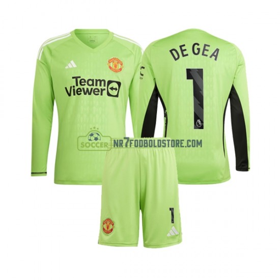 Manchester United Trøje De Gea 1 Målmand Børn Hjemmebane Fodboldsæt 2023-2024 Langærmet