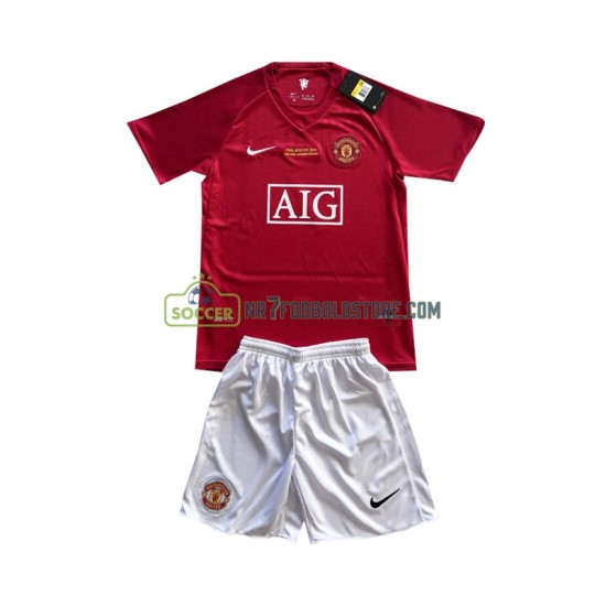 Manchester United Trøje Champion League 2007 Børn Hjemmebane Fodboldsæt Kortærmet