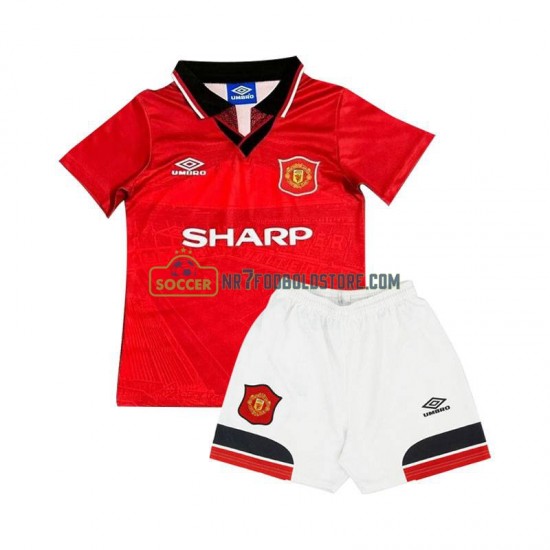 Manchester United Trøje Retro Børn Hjemmebane Fodboldsæt 1994 Kortærmet