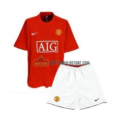 Manchester United Trøje 2007 Retro Børn Hjemmebane Fodboldsæt Kortærmet