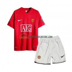 Manchester United Trøje 2007 Retro Børn Hjemmebane Fodboldsæt Kortærmet