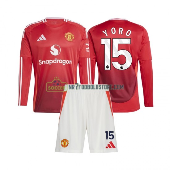 Manchester United Trøje Leny Yoro 15 Børn Hjemmebane Fodboldsæt 2024-2025 Langærmet