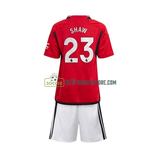 Manchester United Trøje Luke Shaw 23 Børn Hjemmebane Fodboldsæt 2023-2024 Kortærmet