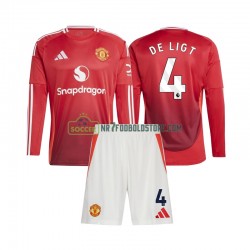 Manchester United Trøje Matthijs de Ligt 4 Børn Hjemmebane Fodboldsæt 2024-2025 Langærmet
