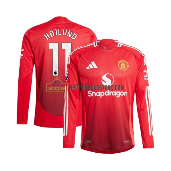 Manchester United Trøje Rasmus Hojlund 11 Mænd Hjemmebane Fodboldsæt 2024-2025 Langærmet