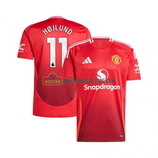 Manchester United Trøje Rasmus Hojlund 11 Mænd Hjemmebane Fodboldsæt 2024-2025 Kortærmet