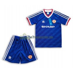 Manchester United Trøje Retro Børn Udebane Fodboldsæt 1986 Kortærmet 