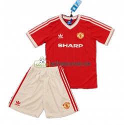 Manchester United Trøje Retro Børn Hjemmebane Fodboldsæt 1984 Kortærmet 
