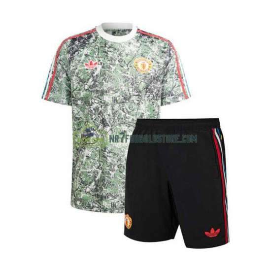 Manchester United Trøje Stone Roses Børn Hjemmebane Fodboldsæt 2023-2024 Kortærmet