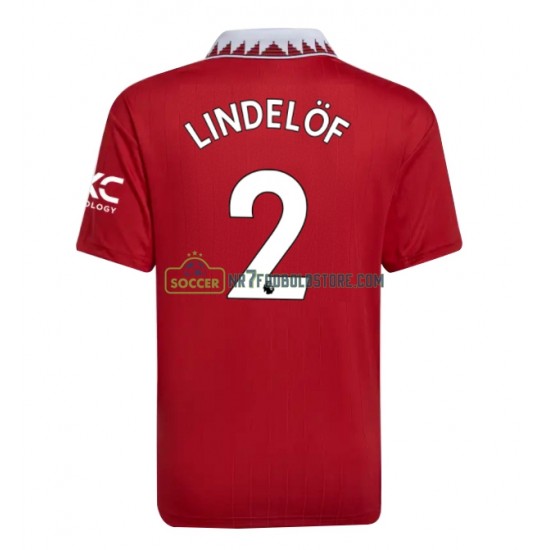 Manchester United Trøje Victor Lindelof 2 Mænd Hjemmebane Fodboldsæt 2022-2023 Kortærmet