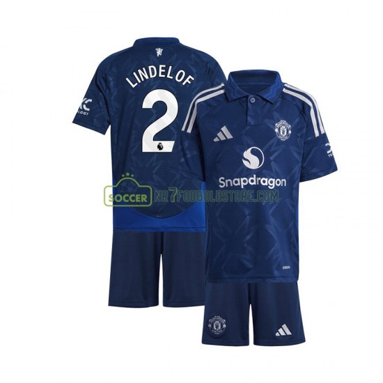 Manchester United Trøje Victor Lindelof 2 Børn Udebane Fodboldsæt 2024-2025 Kortærmet