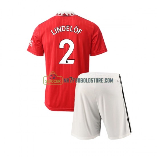 Manchester United Trøje Victor Lindelof 2 Børn Hjemmebane Fodboldsæt 2022-2023 Kortærmet