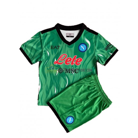 SSC Napoli Trøje Målmand Børn Hjemmebane Fodboldsæt 2021-2022 Kortærmet 