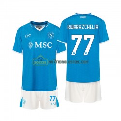 Napoli Trøje Khvicha Kvaratskhelia 77 Børn Hjemmebane Fodboldsæt 2024-2025 Kortærmet