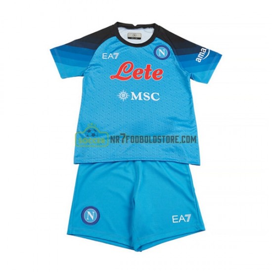 Napoli Trøje Børn Hjemmebane Fodboldsæt 2022-2023 Kortærmet