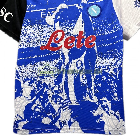 Napoli Trøje Maradona Champions Special Edition Mænd Hjemmebane Fodboldsæt 2023 Kortærmet