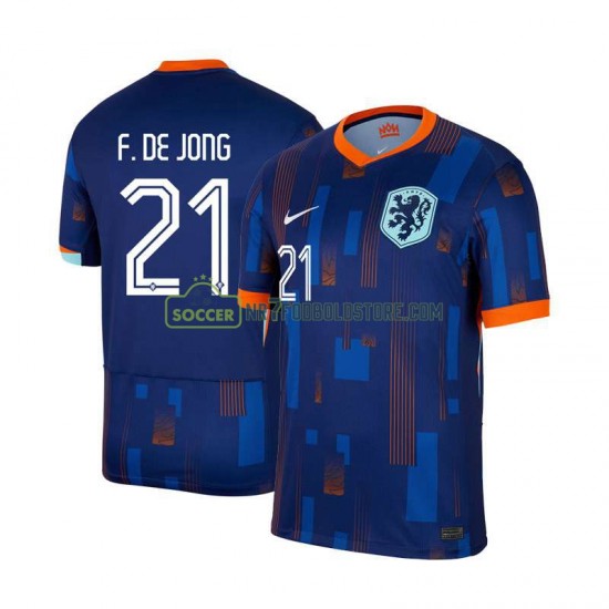 Holland Trøje Frenkie de Jong 21 Mænd Udebane Fodboldsæt Euro 2024 Kortærmet
