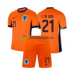 Holland Trøje Frenkie de Jong 21 Børn Hjemmebane Fodboldsæt Euro 2024 Kortærmet