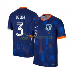 Holland Trøje Matthijs de Ligt 3 Mænd Udebane Fodboldsæt Euro 2024 Kortærmet
