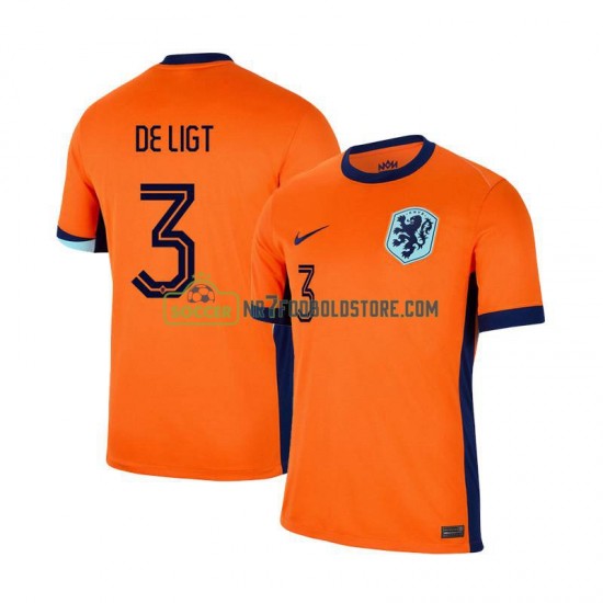 Holland Trøje Matthijs de Ligt 3 Mænd Hjemmebane Fodboldsæt Euro 2024 Kortærmet
