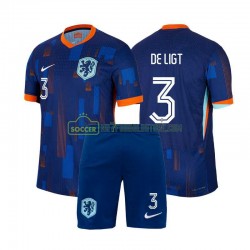 Holland Trøje Matthijs de Ligt 3 Børn Udebane Fodboldsæt Euro 2024 Kortærmet