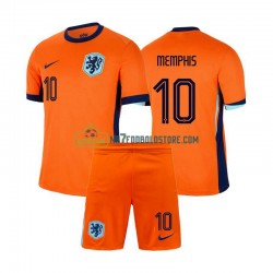 Holland Trøje Memphis Depay 10 Børn Hjemmebane Fodboldsæt Euro 2024 Kortærmet
