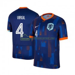 Holland Trøje Virgil van Dijk 4 Mænd Udebane Fodboldsæt Euro 2024 Kortærmet
