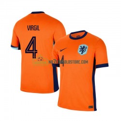 Holland Trøje Virgil van Dijk 4 Mænd Hjemmebane Fodboldsæt Euro 2024 Kortærmet