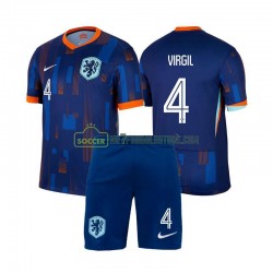Holland Trøje Virgil van Dijk 4 Børn Udebane Fodboldsæt Euro 2024 Kortærmet