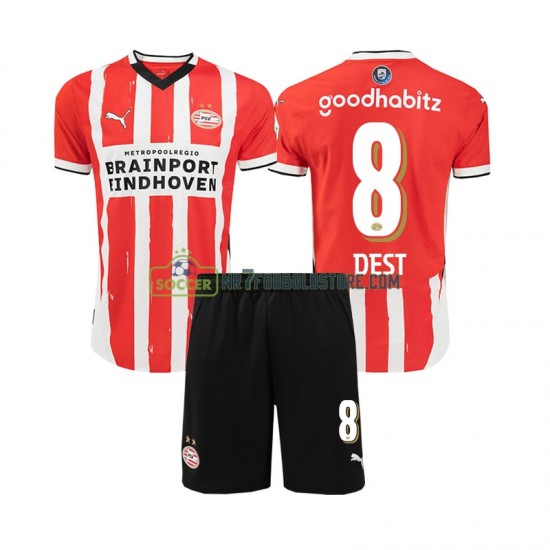 PSV Eindhoven Trøje Sergino Dest 8 Børn Hjemmebane Fodboldsæt 2024-2025 Kortærmet