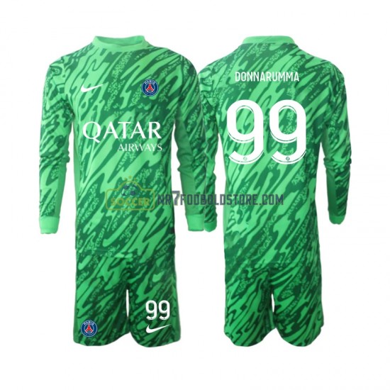Paris Saint-Germain Trøje Gianluigi Donnarumma 99 Målmand Børn Udebane Fodboldsæt 2024-2025 Langærmet