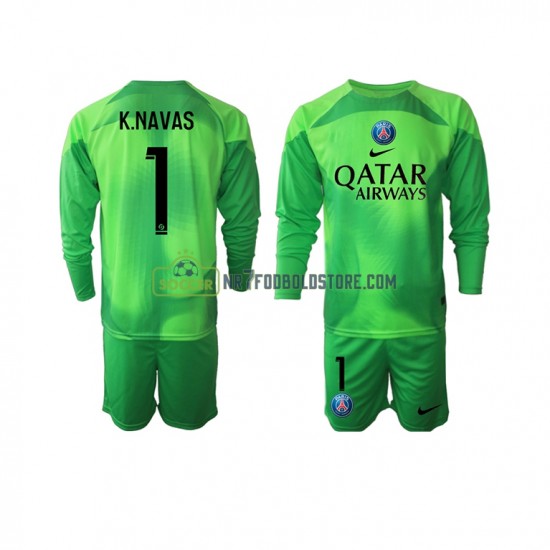 Paris Saint-Germain Trøje Keylor Navas 1 Målmand Børn Hjemmebane Fodboldsæt 2022-2023 Langærmet