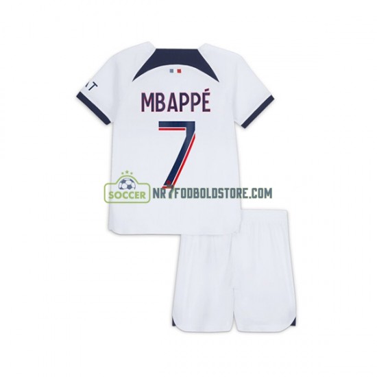 Paris Saint-Germain Trøje Mbappé Kylian 7 Børn Udebane Fodboldsæt 2023-2024 Kortærmet