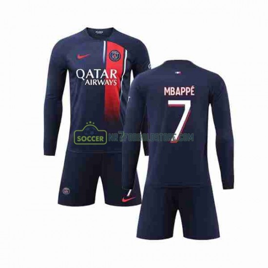 Paris Saint-Germain Trøje Mbappé Kylian 7 Børn Hjemmebane Fodboldsæt 2023-2024 Langærmet