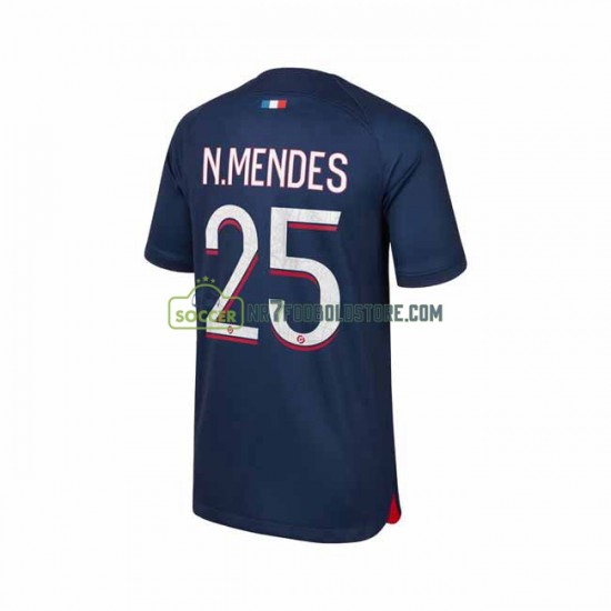 Paris Saint-Germain Trøje N.Mendes 25 Mænd Hjemmebane Fodboldsæt 2023-2024 Kortærmet