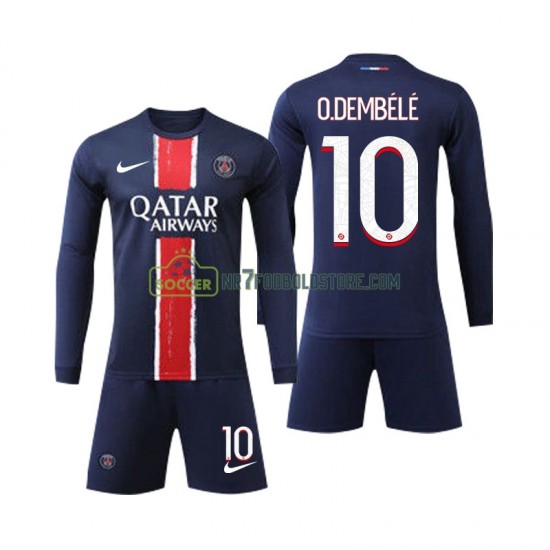 Paris Saint-Germain Trøje O Dembele 10 Børn Hjemmebane Fodboldsæt 2024-2025 Langærmet