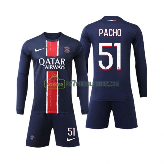 Paris Saint-Germain Trøje Pacho 51 Børn Hjemmebane Fodboldsæt 2024-2025 Langærmet