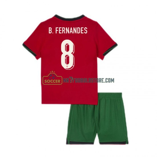 Portugal Trøje Bruno Fernandes 8 Børn Hjemmebane Fodboldsæt Euro 2024 Kortærmet