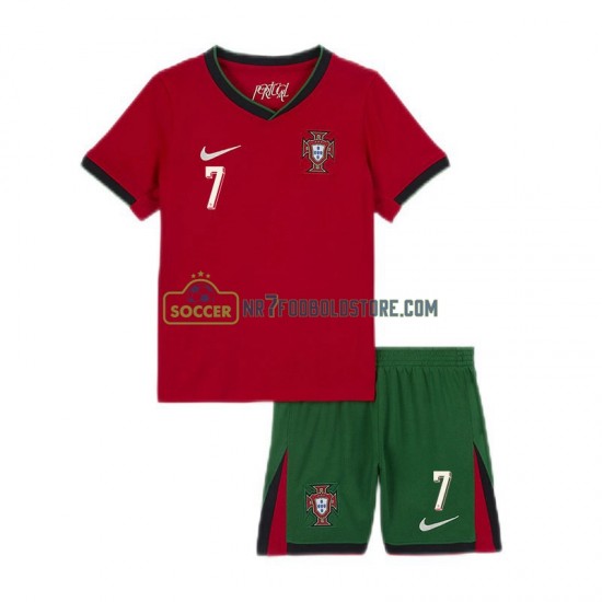 Portugal Trøje Cristiano Ronaldo 7 Børn Hjemmebane Fodboldsæt Euro 2024 Kortærmet