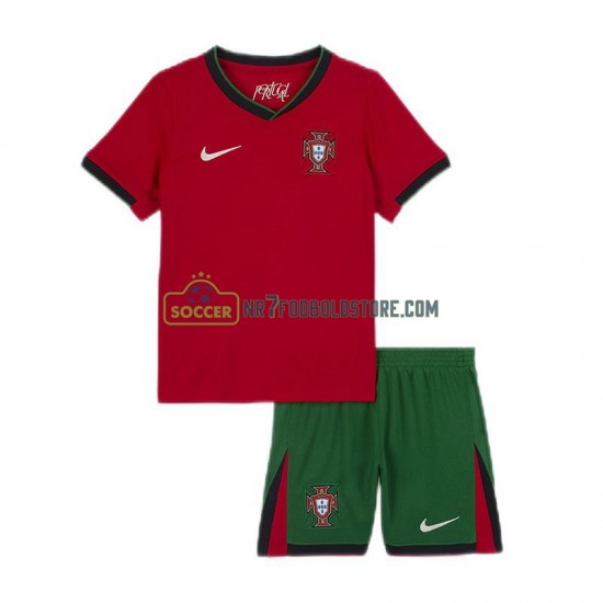 Portugal Trøje Børn Hjemmebane Fodboldsæt Euro 2024 Kortærmet