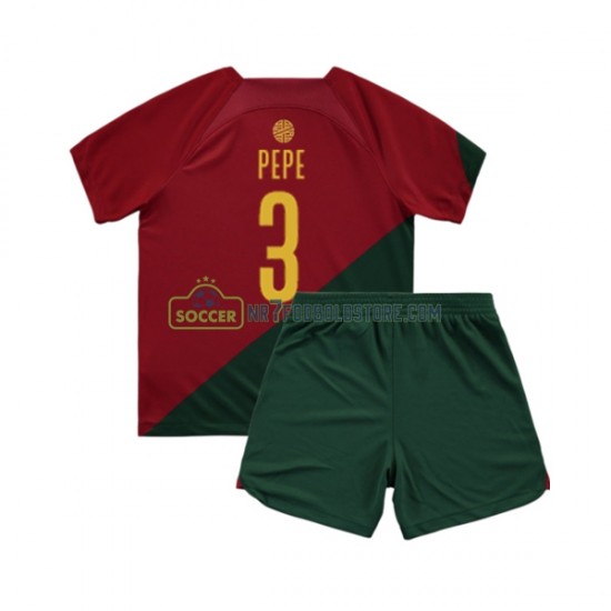 Portugal Trøje PEPE 3 Børn Hjemmebane Fodboldsæt VM i fodbold 2022 Kortærmet