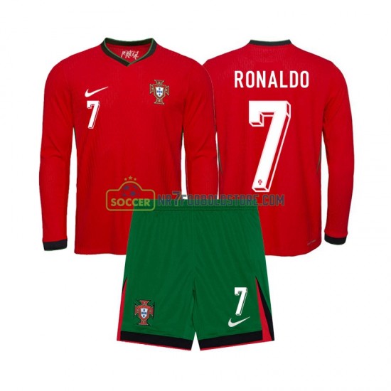 Portugal Trøje Ronaldo 7 Børn Hjemmebane Fodboldsæt Euro 2024 Langærmet