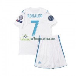 Real Madrid Trøje Cristiano Ronaldo 7 2017 Retro Børn Hjemmebane Fodboldsæt Kortærmet