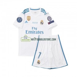 Real Madrid Trøje Cristiano Ronaldo 7 2017 Retro Børn Hjemmebane Fodboldsæt Kortærmet