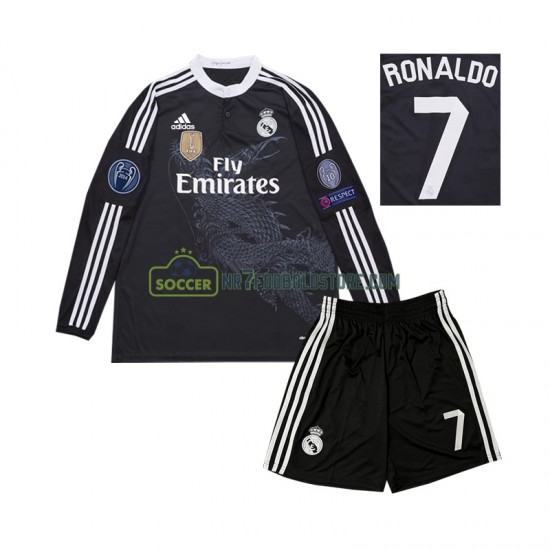 Real Madrid Trøje Cristiano Ronaldo 7 2014 Retro Børn 3. Valg Fodboldsæt Langærmet