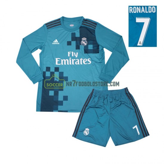 Real Madrid Trøje Cristiano Ronaldo 7 2017 Retro Børn 3. Valg Fodboldsæt Langærmet