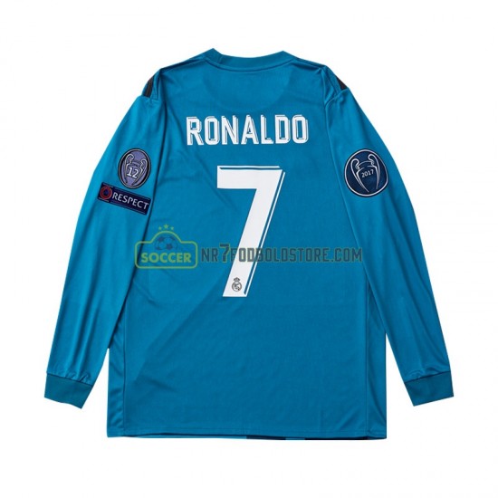 Real Madrid Trøje Cristiano Ronaldo 7 2017 Retro Børn 3. Valg Fodboldsæt Langærmet