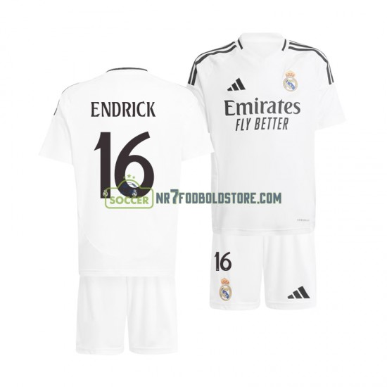 Real Madrid Trøje ENDRICK 16 Børn Hjemmebane Fodboldsæt 2024-2025 Kortærmet